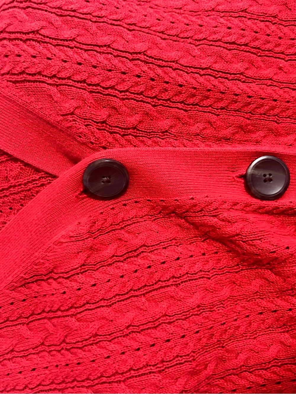 Talbots Red Cable-Knit Button Cardigan - Picture 4 of 5